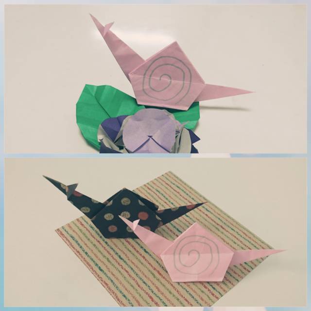 あじさいの上の かたつむり を作ろう カンタン折り紙工作 Chiik チーク 乳幼児 小学生までの知育 教育メディア