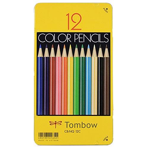 Amazon | 【ひらがな/カタカナ名入れ】◆トンボ鉛筆　缶入色鉛筆 NQ　12色 | 色鉛筆 | 文房具・オフィス用品 (40413)