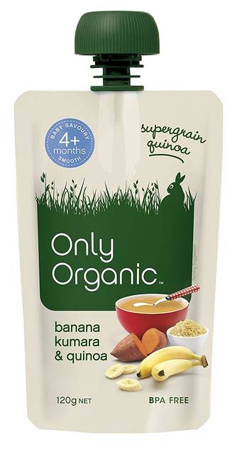 Amazon | オンリーオーガニック　ベビーフード（パウチタイプ） 　バナナ、サツマイモとキヌアのお食事　離乳初期～　120g | Only organic (オンリーオーガニック) | 食品・飲料・お酒 通販 (63636)