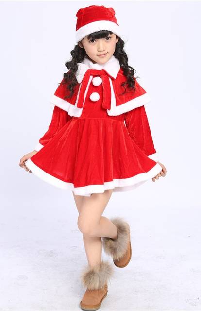 Amazon | 女の子 用 サンタ　子供用　かわいいケープ　帽子 付き　クリスマス サンタクロース コスプレ 衣装 (110) | キッズコスチューム | おもちゃ 通販 (72901)