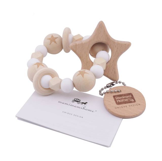 Amazon | Mamimami Home 木育 歯固め 星型 ラトル 赤ちゃんのおもちゃ チュアブル ブレスレット 授乳ジュエリー 歯がため シリコーンホワイトビーズ [BPAフリー] | 歯がため | ベビー&マタニティ 通販 (87873)