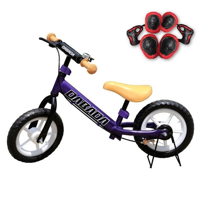 Amazon | DABADA(ダバダ) バランスバイク 減速ブレーキ付 スタンド付 プロテクター３点セット付き (パープル) | ペダルなし自転車 | おもちゃ (98909)