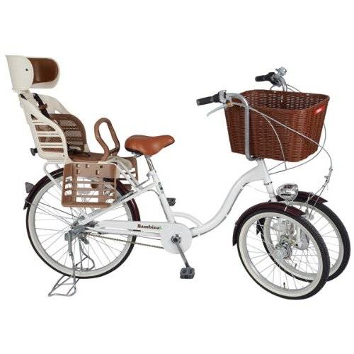 Amazon | バンビーナ リアチャイルドシート・バスケット付 大人用 三輪自転車 MG-CH243RB ホワイト | ミムゴ | シティー・ファミリーサイクル (111228)