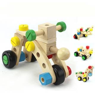 Amazon | 子供の知育 木のおもちゃ ごっこ遊び 大工さんセット 組み立ておもちゃ 多機能分解ツール 組合ブロック J102 | 積み木 | おもちゃ (89877)